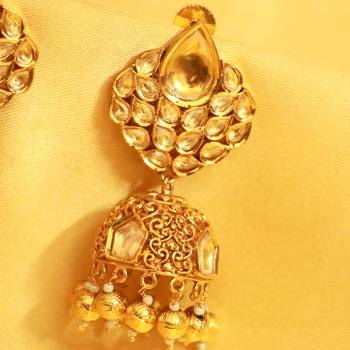 Antique Gold Look Kundan Fine Jhumka'S 2