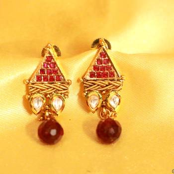 Ruby Kundan Polki Studs 1