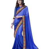 Blue embroidered jacquard saree with blouse