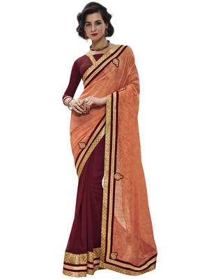 Multicolor embroidered georgette saree with blouse 1