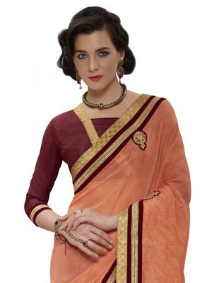 Multicolor embroidered georgette saree with blouse 2