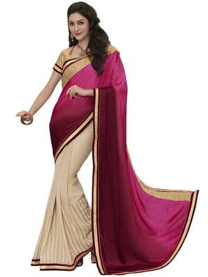 Multicolor embroidered chiffon saree with blouse 1