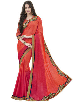 Multicolor embroidered jacquard saree with blouse 1