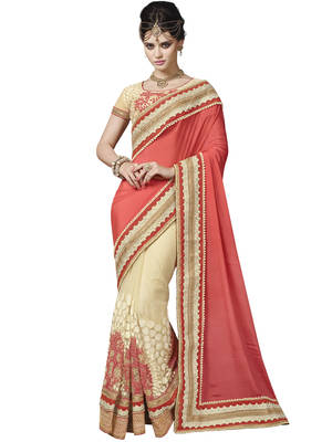 Multicolor embroidered silk saree with blouse 1
