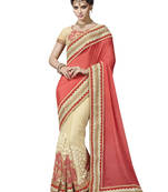 Multicolor embroidered silk saree with blouse