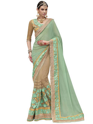 Multicolor embroidered georgette saree with blouse 1