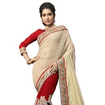 Multicolor embroidered faux georgette saree with blouse 3