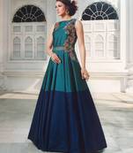 Blue Tapeta embroidered semi stitched salwar with dupatta