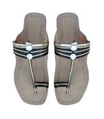 Black and Golden Ladies Kolhapuri Chappal