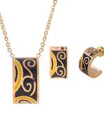 Enamel Gold Scroll pendants Set for Women