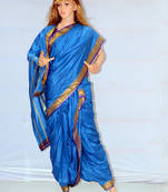 azure blue woven art silk brahaman ready made nauvari saree