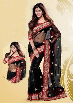 Stylish Black Net Party Wear Saree 1