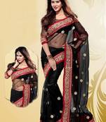 Stylish Black Net Party Wear Saree