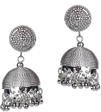 Silver Elegant Designer Jhumka Earrings For Womens 1