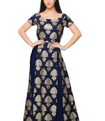 Blue faux crepe plain kurti