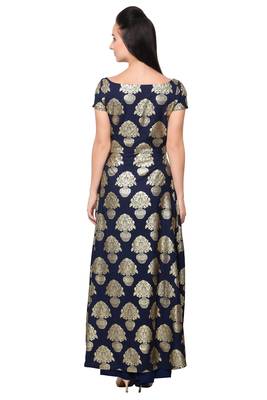 Blue faux crepe plain kurti 3