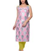 Pink faux crepe plain kurti