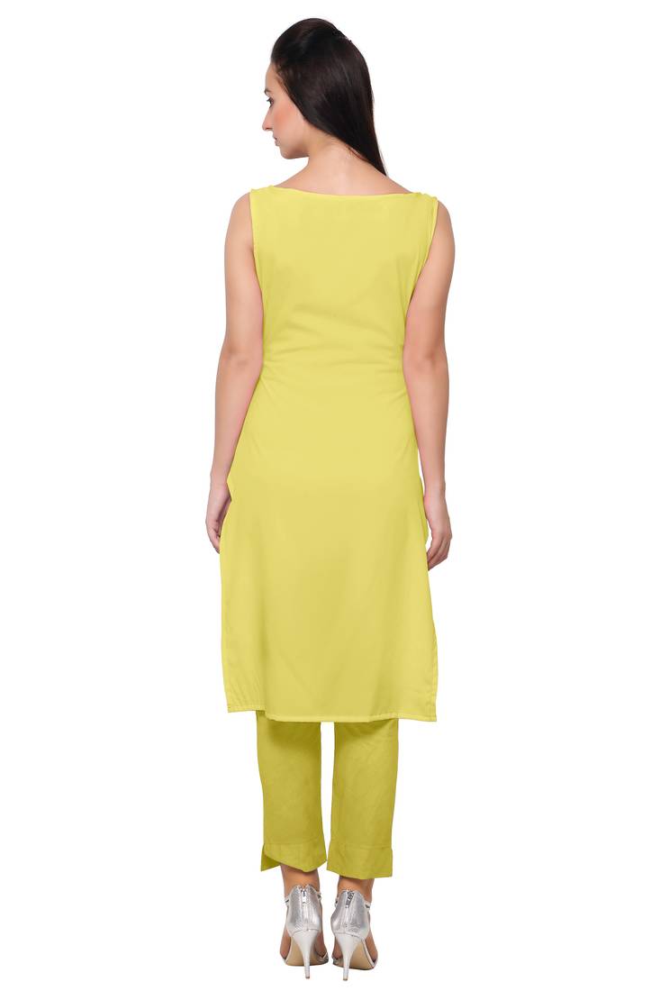 Pink faux crepe plain kurti