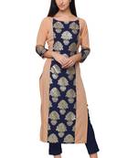 Blue faux crepe plain kurti