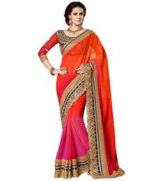 multicolor embroidered georgette saree with blouse