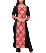 Red faux crepe plain kurti