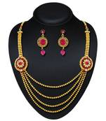 Traditional Design Pink Austrian Stone Wedding Wear Necklace Set