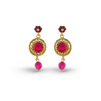 Traditional Design Pink Austrian Stone Wedding Wear Necklace Set 3
