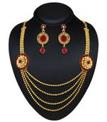 Traditional Design Red Austrian Stone Wedding Wear Necklace Set