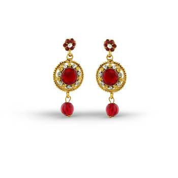 Traditional Design Red Austrian Stone Wedding Wear Necklace Set 3