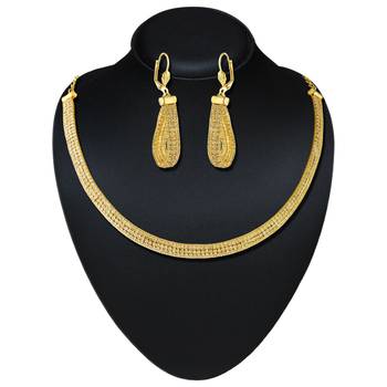 Gleaming Design Austrian Stone Gold Finishing Necklace Set 1