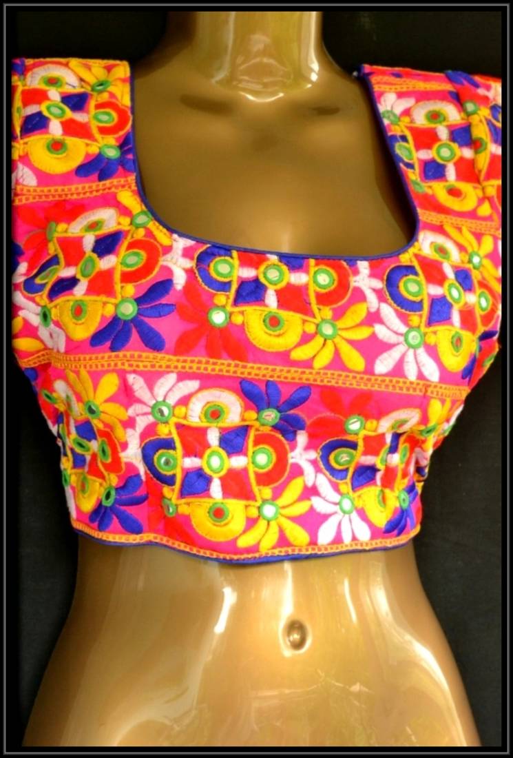 Multicolor kutch embroidered readymade blouse