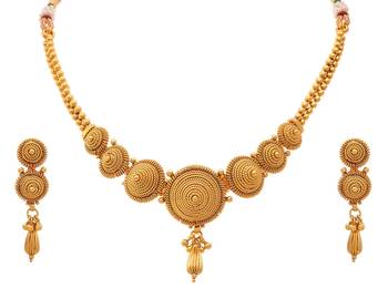 JFL - Traditional Ethnic One Gram Gold Plated Bead Designer Necklace Set 1