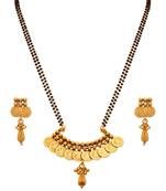JFL - Traditional Ethnic Temple Goddess Laxmi Coin One Gram Gold Plated Mangalsutra 