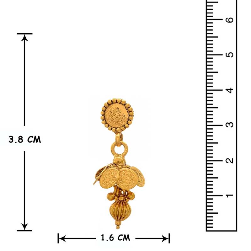 JFL - Traditional Ethnic Temple Goddess Laxmi Coin One Gram Gold Plated Black Bead Double Chain Mangalsutra