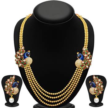 Golden stone diamond necklace sets 1