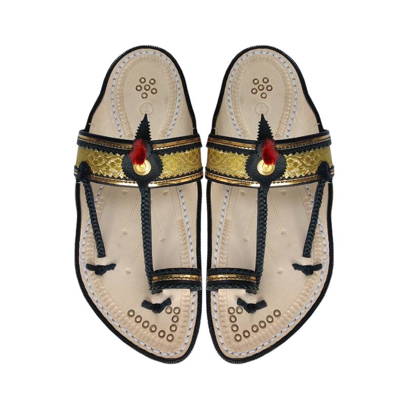 Golden Belt Maharaja Style Kolhapuri Chappal for Men KORAKARI