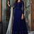 Navy blue net embroidered semi stitched salwar with dupatta