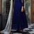 Navy blue net embroidered semi stitched salwar with dupatta