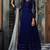 Navy blue net embroidered semi stitched salwar with dupatta