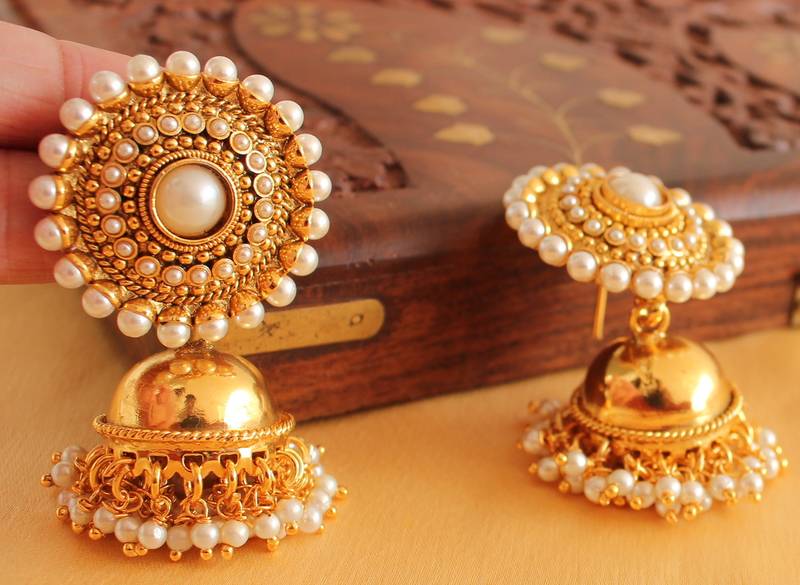 White gold plated jhumkas