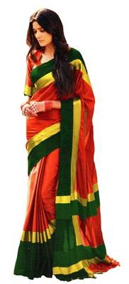 Red Hand Woven Art Silk Saree With Blouse 1