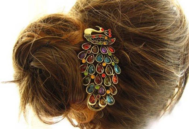 Peacock Hair Clip