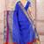 Blue plain cotton silk saree with blouse