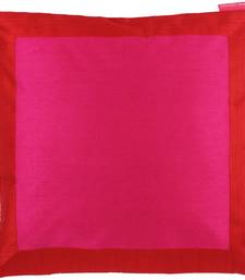 Red Chanderi Silk Applique Cushion Cover