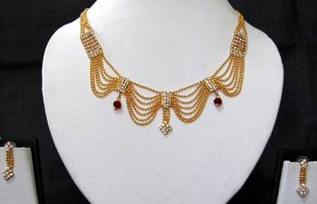 Golden nice stone necklace set 1