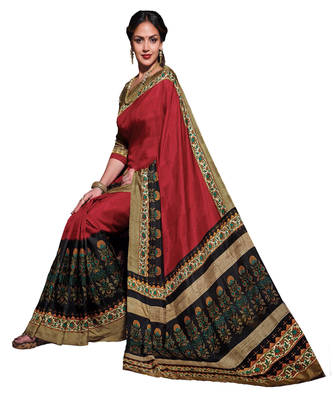 Multicolor printed cotton saree with blouse 1