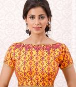Mustard banglori silk embroidered blouse