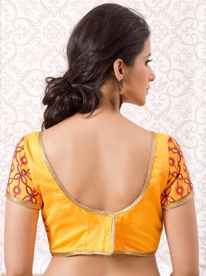 Mustard banglori silk embroidered blouse 3