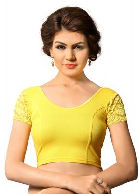 Yellow Cotton And Lycra Plain Stitched Readymade Blouse 1