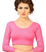 Pink Cotton And Lycra Plain Stitched Readymade Blouse